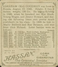 1910 Champions (T218) #NNO Abe Goodman Back