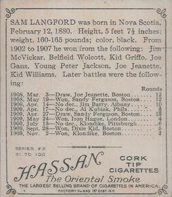 1910 Champions (T218) #NNO Sam Langford Back
