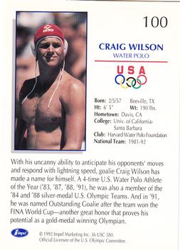 1992 Impel Olympicards: 1992 U.S. Olympic Hopefuls #100 Craig Wilson Back
