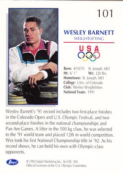 1992 Impel Olympicards: 1992 U.S. Olympic Hopefuls #101 Wesley Barnett Back