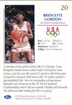 1992 Impel Olympicards: 1992 U.S. Olympic Hopefuls #20 Bridgette Gordon Back