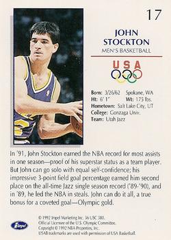 1992 Impel Olympicards: 1992 U.S. Olympic Hopefuls #17 John Stockton Back