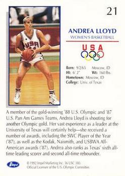1992 Impel Olympicards: 1992 U.S. Olympic Hopefuls #21 Andrea Lloyd Back