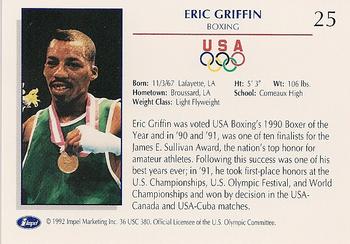 1992 Impel Olympicards: 1992 U.S. Olympic Hopefuls #25 Eric Griffin Back