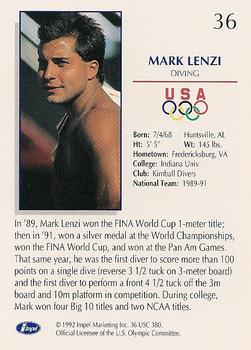1992 Impel Olympicards: 1992 U.S. Olympic Hopefuls #36 Mark Lenzi Back