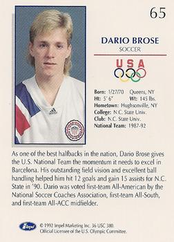 1992 Impel Olympicards: 1992 U.S. Olympic Hopefuls #65 Dario Brose Back