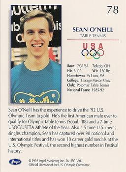 1992 Impel Olympicards: 1992 U.S. Olympic Hopefuls #78 Sean O'Neill Back