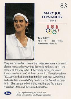 1992 Impel Olympicards: 1992 U.S. Olympic Hopefuls #83 Mary Joe Fernandez Back