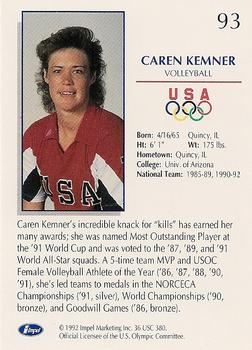 1992 Impel Olympicards: 1992 U.S. Olympic Hopefuls #93 Caren Kemner Back