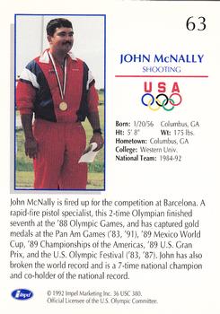 1992 Impel Olympicards: 1992 U.S. Olympic Hopefuls #63 John McNally Back
