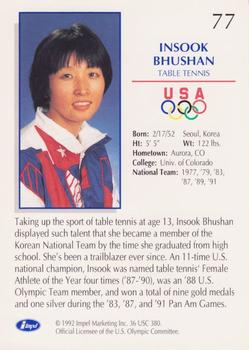 1992 Impel Olympicards: 1992 U.S. Olympic Hopefuls #77 Insook Bhushan Back