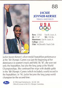 1992 Impel Olympicards: 1992 U.S. Olympic Hopefuls #88 Jackie Joyner-Kersee Back