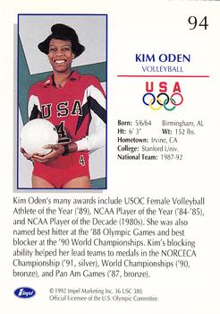 1992 Impel Olympicards: 1992 U.S. Olympic Hopefuls #94 Kim Oden Back