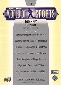2011 Upper Deck World of Sports #11 Johnny Bench Back