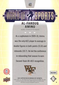 2011 Upper Deck World of Sports #40 Al-Farouq Aminu Back