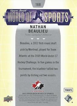 2011 Upper Deck World of Sports #168 Nathan Beaulieu Back