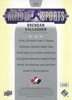 2011 Upper Deck World of Sports #172 Brendan Gallagher Back
