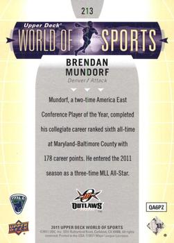 2011 Upper Deck World of Sports #213 Brendan Mundorf Back