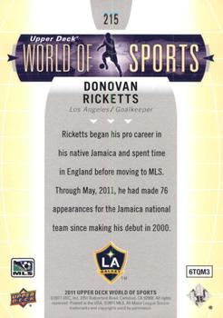 2011 Upper Deck World of Sports #215 Donovan Ricketts Back