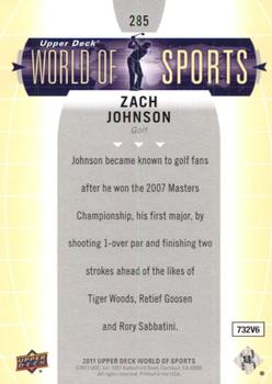 2011 Upper Deck World of Sports #285 Zach Johnson Back