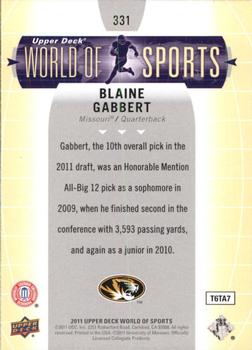 2011 Upper Deck World of Sports #331 Blaine Gabbert Back