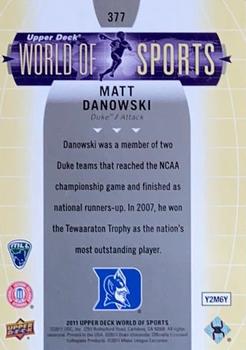 2011 Upper Deck World of Sports #377 Matt Danowski Back