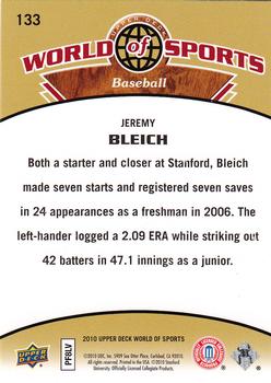 2010 Upper Deck World of Sports #133 Jeremy Bleich Back