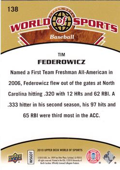2010 Upper Deck World of Sports #138 Tim Federowicz Back