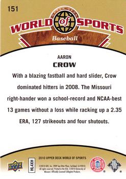 2010 Upper Deck World of Sports #151 Aaron Crow Back