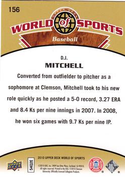 2010 Upper Deck World of Sports #156 D.J. Mitchell Back