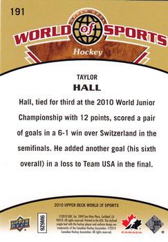 2010 Upper Deck World of Sports #191 Taylor Hall Back