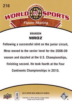 2010 Upper Deck World of Sports #216 Brandon Mroz Back