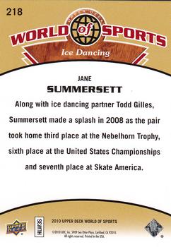 2010 Upper Deck World of Sports #218 Jane Summersett Back