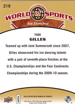 2010 Upper Deck World of Sports #219 Todd Gilles Back