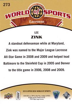 2010 Upper Deck World of Sports #273 Lee Zink Back