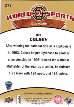 2010 Upper Deck World of Sports #277 Roy Colsey Back