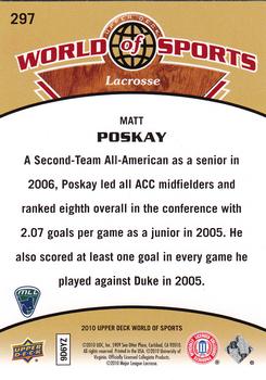2010 Upper Deck World of Sports #297 Matt Poskay Back