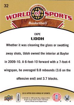 2010 Upper Deck World of Sports #32 Ekpe Udoh Back