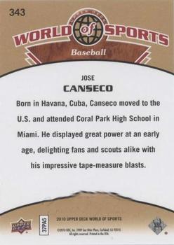 2010 Upper Deck World of Sports #343 Jose Canseco Back
