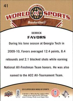 2010 Upper Deck World of Sports #41 Derrick Favors Back