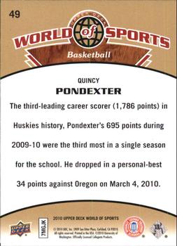 2010 Upper Deck World of Sports #49 Quincy Pondexter Back