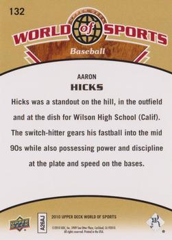 2010 Upper Deck World of Sports #132 Aaron Hicks Back
