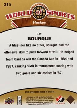 2010 Upper Deck World of Sports #315 Ray Bourque Back