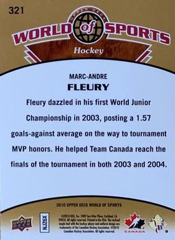 2010 Upper Deck World of Sports #321 Marc-Andre Fleury Back