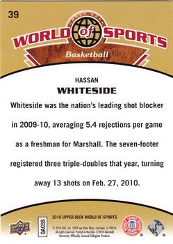 2010 Upper Deck World of Sports #39 Hassan Whiteside Back
