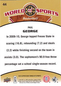 2010 Upper Deck World of Sports #44 Paul George Back