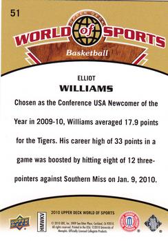 2010 Upper Deck World of Sports #51 Elliot Williams Back