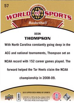 2010 Upper Deck World of Sports #57 Deon Thompson Back