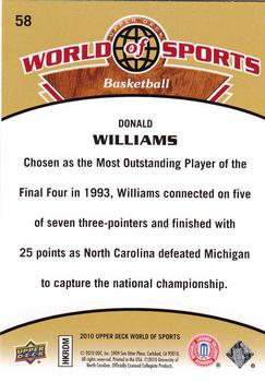 2010 Upper Deck World of Sports #58 Donald Williams Back