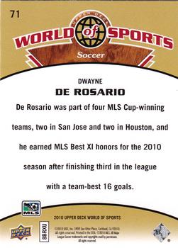 2010 Upper Deck World of Sports #71 Dwayne De Rosario Back
